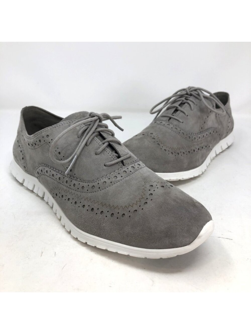Cole Haan Shoes Womens 10.5B Zerogrand Gray Suede Wingtip Brogue Oxford Sneaker